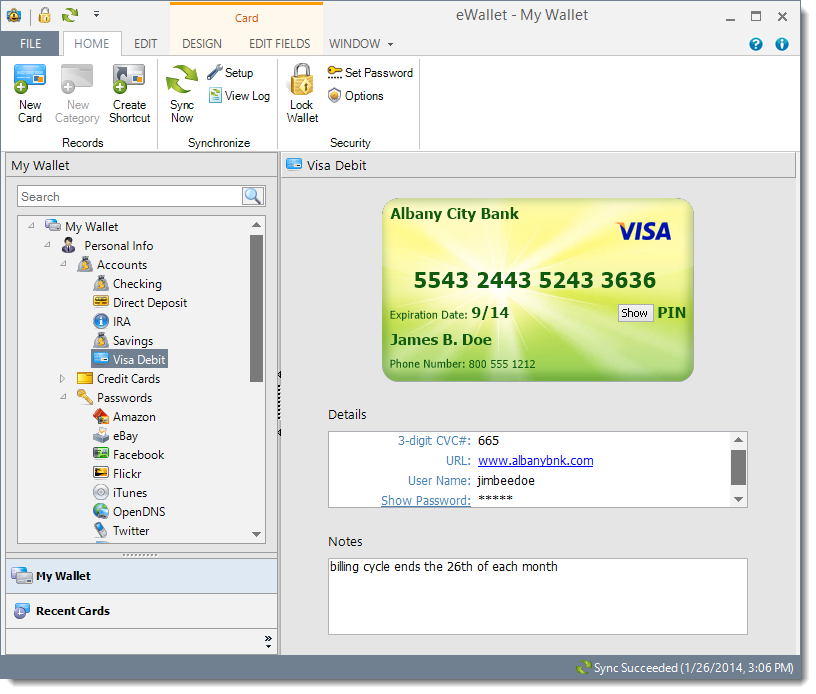 eWallet for Windows PC screenshot